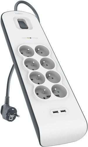 Belkin BSV804ca2M 8 prises Avec 2 ports USB - Blanc