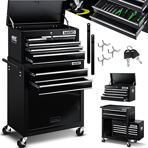 MASKO® Servante d'atelier avec valise - 9 compartiments verrouillables -