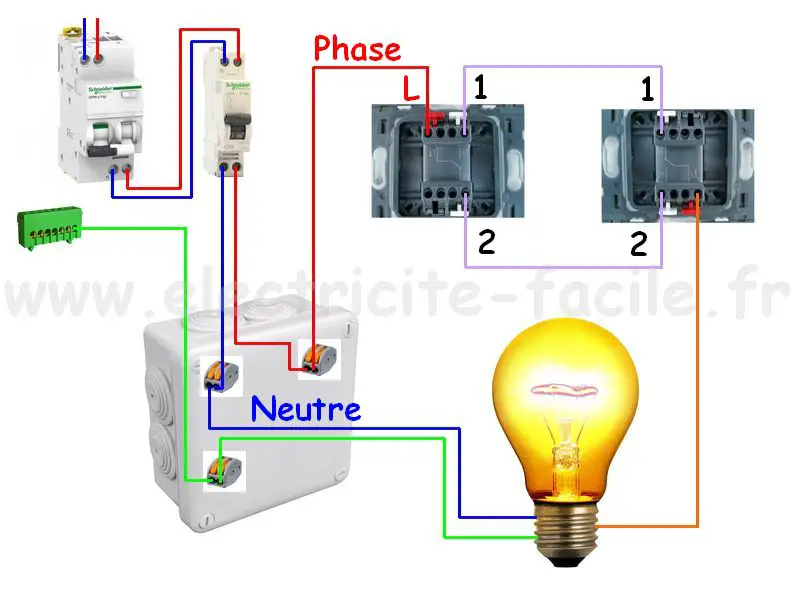 brancher interrupteur va et vient